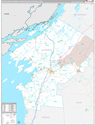 Watertown-Fort Drum Metro Area Wall Map Premium Style 2026